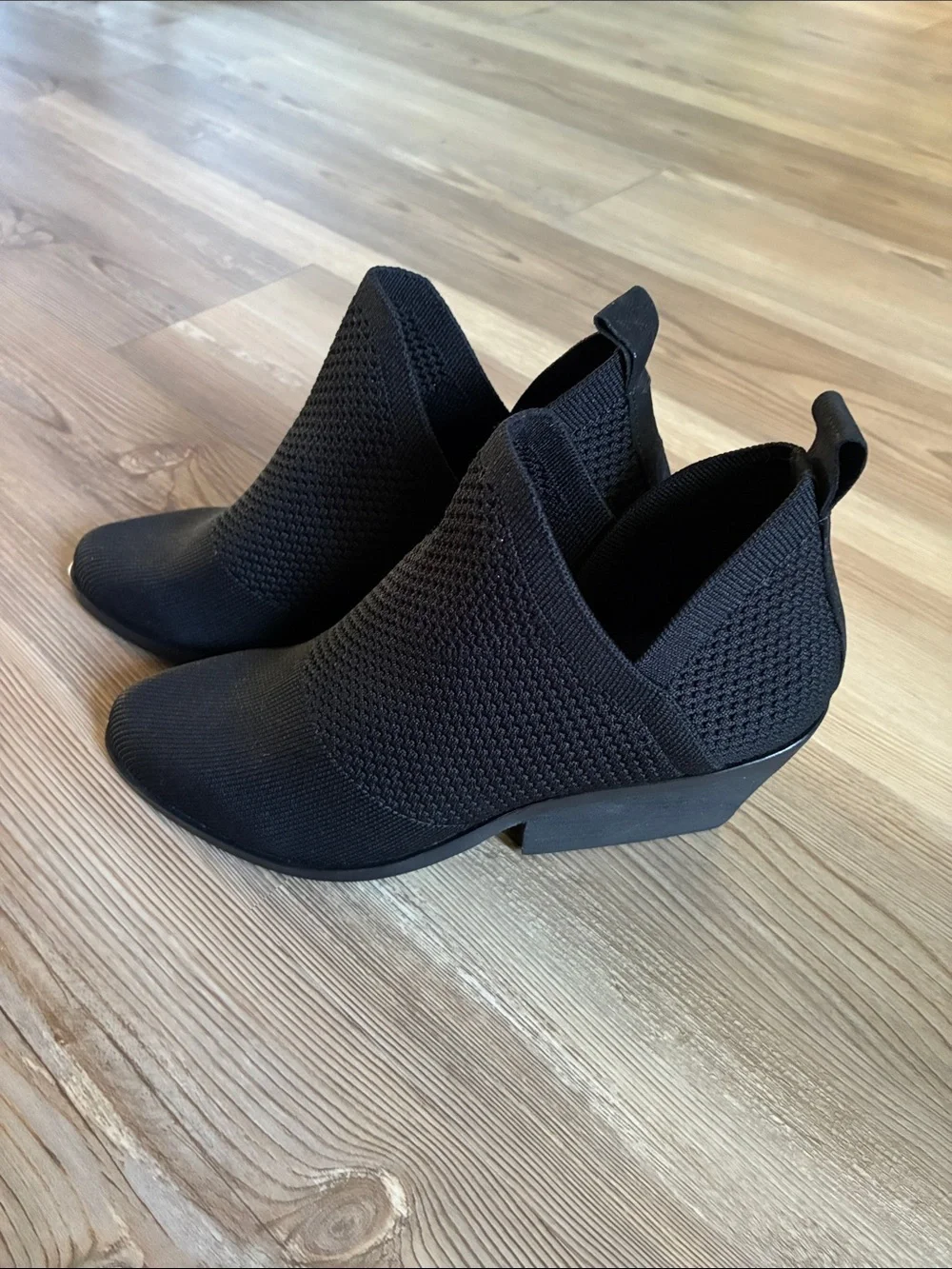 Eileen Fisher Joss Knit Ankle Boot Black Slip On Womens 6.5 Ankle Bootie